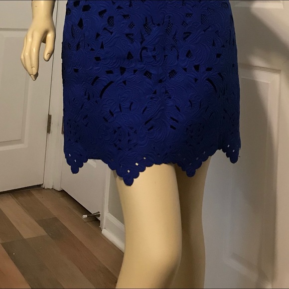 GREYLIN LASER CUT MINI DRESS, SMALL, ROYAL BLUE - Picture 7 of 9